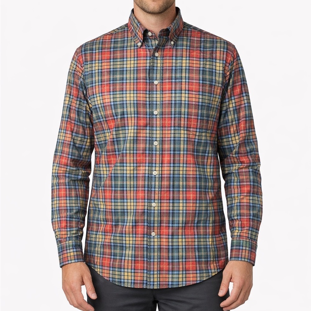 L.L. Bean Shirt Men’s XXL Tall Plaid Button Down Cotton Traditional Fit